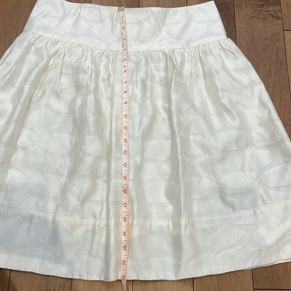 Club Monaco silk cream beige off white mini skirt textured pattern pockets sz 6 - Picture 8 of 14